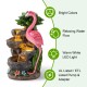 Glitzhome 23.5"H 4-Tiered Flamingo Polyresin Outdoor Fountain with Pump and LED Light (KD)