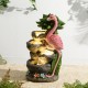 Glitzhome 23.5"H 4-Tiered Flamingo Polyresin Outdoor Fountain with Pump and LED Light (KD)