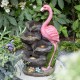 Glitzhome 23.5"H 4-Tiered Flamingo Polyresin Outdoor Fountain with Pump and LED Light (KD)
