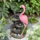 Glitzhome 23.5"H 4-Tiered Flamingo Polyresin Outdoor Fountain with Pump and LED Light (KD)