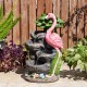 Glitzhome 23.5"H 4-Tiered Flamingo Polyresin Outdoor Fountain with Pump and LED Light (KD)