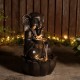 Glitzhome 21.75"H 2-Tiered Zen-Style Bronze Elephant Polyresin Outdoor Fountain with Pump and LED Light (KD)