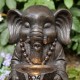 Glitzhome 21.75"H 2-Tiered Zen-Style Bronze Elephant Polyresin Outdoor Fountain with Pump and LED Light (KD)