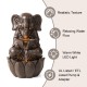 Glitzhome 21.75"H 2-Tiered Zen-Style Bronze Elephant Polyresin Outdoor Fountain with Pump and LED Light (KD)