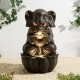 Glitzhome 21.75"H 2-Tiered Zen-Style Bronze Elephant Polyresin Outdoor Fountain with Pump and LED Light (KD)