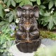 Glitzhome 21.75"H 2-Tiered Zen-Style Bronze Elephant Polyresin Outdoor Fountain with Pump and LED Light (KD)