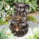 Glitzhome 21.75"H 2-Tiered Zen-Style Bronze Elephant Polyresin Outdoor Fountain with Pump and LED Light (KD)