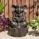 Glitzhome 21.75"H 2-Tiered Zen-Style Bronze Elephant Polyresin Outdoor Fountain with Pump and LED Light (KD)