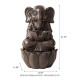 Glitzhome 21.75"H 2-Tiered Zen-Style Bronze Elephant Polyresin Outdoor Fountain with Pump and LED Light (KD)