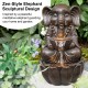Glitzhome 21.75"H 2-Tiered Zen-Style Bronze Elephant Polyresin Outdoor Fountain with Pump and LED Light (KD)