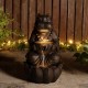 Glitzhome 21.75"H 2-Tiered Zen-Style Bronze Hippo Polyresin Outdoor Fountain with Pump and LED Light (KD)