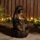 Glitzhome 21.75"H 2-Tiered Zen-Style Bronze Hippo Polyresin Outdoor Fountain with Pump and LED Light (KD)