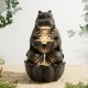 Glitzhome 21.75"H 2-Tiered Zen-Style Bronze Hippo Polyresin Outdoor Fountain with Pump and LED Light (KD)