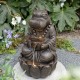 Glitzhome 21.75"H 2-Tiered Zen-Style Bronze Hippo Polyresin Outdoor Fountain with Pump and LED Light (KD)