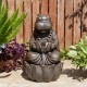 Glitzhome 21.75"H 2-Tiered Zen-Style Bronze Hippo Polyresin Outdoor Fountain with Pump and LED Light (KD)
