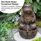 Glitzhome 21.75"H 2-Tiered Zen-Style Bronze Hippo Polyresin Outdoor Fountain with Pump and LED Light (KD)