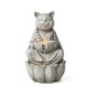 Glitzhome 21.75"H 2-Tiered Zen-Style Concrete Cat Polyresin Outdoor Fountain with Pump and LED Light (KD)