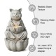Glitzhome 21.75"H 2-Tiered Zen-Style Concrete Cat Polyresin Outdoor Fountain with Pump and LED Light (KD)
