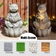 Glitzhome 21.75"H 2-Tiered Zen-Style Concrete Cat Polyresin Outdoor Fountain with Pump and LED Light (KD)