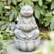 Glitzhome 21.75"H 2-Tiered Zen-Style Concrete Cat Polyresin Outdoor Fountain with Pump and LED Light (KD)