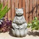 Glitzhome 21.75"H 2-Tiered Zen-Style Concrete Cat Polyresin Outdoor Fountain with Pump and LED Light (KD)