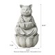 Glitzhome 21.75"H 2-Tiered Zen-Style Concrete Cat Polyresin Outdoor Fountain with Pump and LED Light (KD)