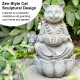 Glitzhome 21.75"H 2-Tiered Zen-Style Concrete Cat Polyresin Outdoor Fountain with Pump and LED Light (KD)