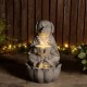 Glitzhome 21.75"H 2-Tiered Zen-Style Concrete Dog Polyresin Outdoor Fountain with Pump and LED Light (KD)