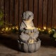 Glitzhome 21.75"H 2-Tiered Zen-Style Concrete Dog Polyresin Outdoor Fountain with Pump and LED Light (KD)