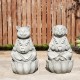 Glitzhome 21.75"H 2-Tiered Zen-Style Concrete Dog Polyresin Outdoor Fountain with Pump and LED Light (KD)
