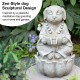 Glitzhome 21.75"H 2-Tiered Zen-Style Concrete Dog Polyresin Outdoor Fountain with Pump and LED Light (KD)