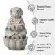 Glitzhome 21.75"H 2-Tiered Zen-Style Concrete Dog Polyresin Outdoor Fountain with Pump and LED Light (KD)