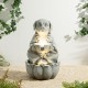 Glitzhome 21.75"H 2-Tiered Zen-Style Concrete Dog Polyresin Outdoor Fountain with Pump and LED Light (KD)