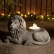Glitzhome 20"L Zen-Style Lying Lion Polyresin Outdoor Fountain with Pump and LED Light (KD)