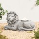 Glitzhome 20"L Zen-Style Lying Lion Polyresin Outdoor Fountain with Pump and LED Light (KD)