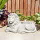 Glitzhome 20"L Zen-Style Lying Lion Polyresin Outdoor Fountain with Pump and LED Light (KD)
