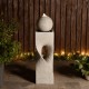 Glitzhome 36.5"H Modern Faux Terrazzo Geometric Pedestal and Sphere Polyresin Outdoor Fountain with Pump and LED Light (KD)