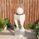 Glitzhome 36.5"H Modern Faux Terrazzo Geometric Pedestal and Sphere Polyresin Outdoor Fountain with Pump and LED Light (KD)