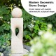 Glitzhome 36.5"H Modern Faux Terrazzo Geometric Pedestal and Sphere Polyresin Outdoor Fountain with Pump and LED Light (KD)