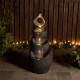 Glitzhome 34"H 4-Tiered Zen-Style Alms Bowl Polyresin Outdoor Fountain with Pump and LED Light (KD)