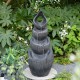 Glitzhome 34"H 4-Tiered Zen-Style Alms Bowl Polyresin Outdoor Fountain with Pump and LED Light (KD)