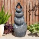 Glitzhome 34"H 4-Tiered Zen-Style Alms Bowl Polyresin Outdoor Fountain with Pump and LED Light (KD)