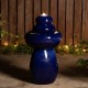 Glitzhome 22"H Zen-Style Cobalt Blue Pebbles Outdoor Ceramic Fountain with Pump and LED Light (KD)