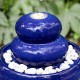 Glitzhome 22"H Zen-Style Cobalt Blue Pebbles Outdoor Ceramic Fountain with Pump and LED Light (KD)
