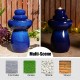 Glitzhome 22"H Zen-Style Cobalt Blue Pebbles Outdoor Ceramic Fountain with Pump and LED Light (KD)