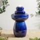 Glitzhome 22"H Zen-Style Cobalt Blue Pebbles Outdoor Ceramic Fountain with Pump and LED Light (KD)