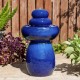 Glitzhome 22"H Zen-Style Cobalt Blue Pebbles Outdoor Ceramic Fountain with Pump and LED Light (KD)