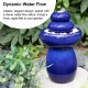 Glitzhome 22"H Zen-Style Cobalt Blue Pebbles Outdoor Ceramic Fountain with Pump and LED Light (KD)
