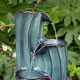 Glitzhome 29.5"H 4-Tiered Turquoise Wavy Textured Outdoor Ceramic Fountain with Pump and LED Light (KD)
