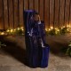 Glitzhome 29.5"H 4-Tiered Cobalt Blue Wavy Texture Outdoor Ceramic Fountain with Pump and LED Light (KD)